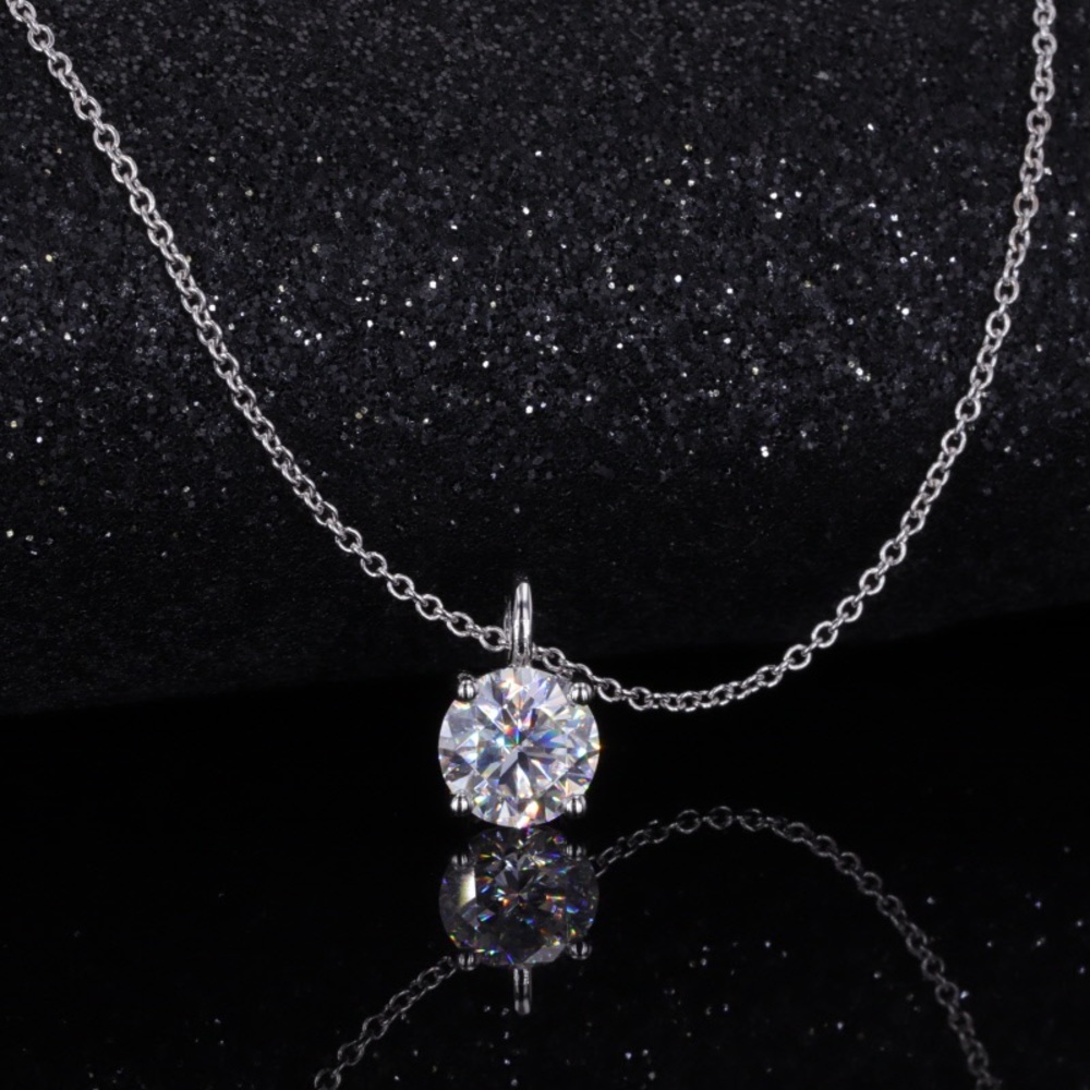 0.8ct Moissanite Solitaire pendant necklace 10k white gold